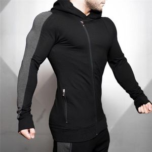 Herfst Winter Sport Running Jacket Mannen Gestreepte Fitness Sweatshirts Hooded Strakke Hoodies Gym Training Jassen Joggen Sportkleding