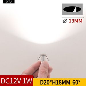 Led Mini Spotlight 13Mm Opening Ingebed Vitrinekast Verlichting DC12V Huishouden Keuken Plafond 1W Kleine Spot Downlight