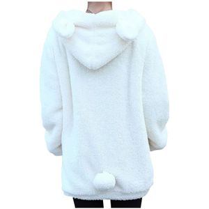 Vrouwen Hoodies Rits Meisje Winter Losse Pluizige Beer Oor Hoodie Hooded Jacket Warm Bovenkleding Coat leuke sweater