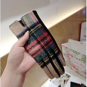 Vrouwen Herfst Winter Warme Plaid Wollen Handschoenen Dame Gecontroleerd Touch Screen Kasjmier Handschoen Winter Rijden Handschoen R2260