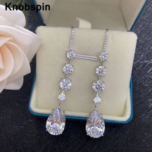 Knobspin 100% 925 Sterling Silver Wedding Engagement Earring Voor Vrouwen Hoge Carbon Diamond Anniversary Party Fine Jewelry