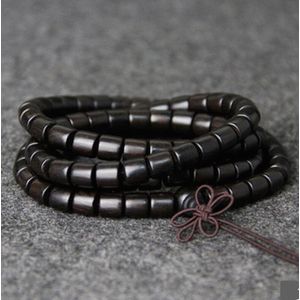 Natuurlijke EBBENHOUT Vat Kralen Boeddha Multilayer 108 Bead Armband Black Charm Armbanden Voor Vrouwen En Mannen Hout Zen Sieraden