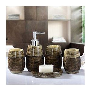 Beknopte Stijl Badkamer Set 5 Stuks Tand Onbezonnen Houder Zeepbakje Dispenser Rince Cup Huishoudelijke 5 sets Badkamer Accessoires