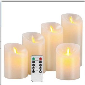 Vlamloze Wedding Decoratieve Kaarsen Battery Operated Pijler Echte Wax Lont Elektrische LED Kaars Sets met Afstandsbediening