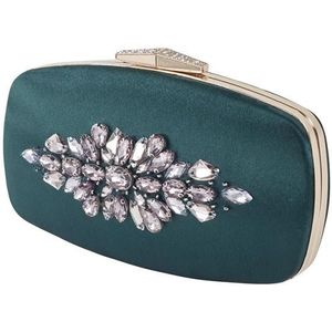 Vintage Groene Doos Tas Vrouwen Clutch Bag Strass Avondfeest Zakken Bolsa Feminina Kristal Koppelingen Elegante Handtas Portemonnee