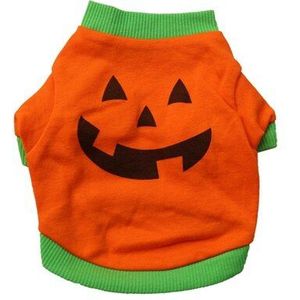 mode en najaar orange halloween pompoen's lachend gezicht patroon 100% katoen t-shirt voor honden kleding