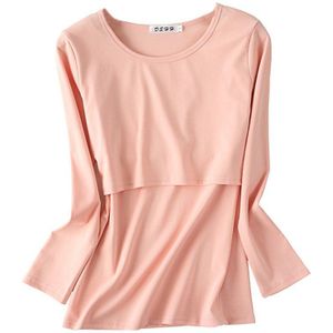 Lente Herfst Kleding Katoen Base Shirt Voor Zwangere Vrouwen V-hals Lange Mouwen Effen Kleur Verpleging Top Moederschap Kleding