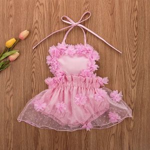 Prinses Meisje Verjaardagsfeestje Romper Jurk Pasgeboren Baby Baby Meisje Bloemen Kant Mouwloze Romper Kleding