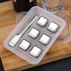 Rvs Ice Cubes Herbruikbare Whisky Stenen Set Voor Wijn Wodka Cocktail Chilling Rocks Koelers Met 1 Ice Tong