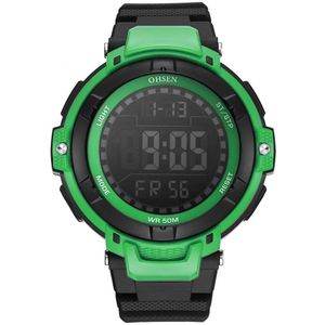 Ohsen Brand Mannen Outdoor Sport Digitale Led Horloge 50M Diver Witte Mode Mannelijke Siliconen Band Horloges Relogio Masculino