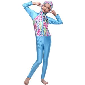 Meisjes Een stuk Badpakken Hooded Volledige Cover Moslim Swimwears Islamitische Kinderen Arabische Islam Strand Dragen Lange Zwemkleding Burkinis