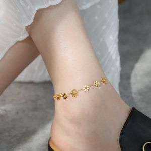 Yun Ruo Mode Geel Goud Kleur Daisy Enkelband Ketting Vrouw Titanium Stalen Sieraden Nooit Vervagen Hypoallergeen