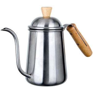 Rvs Zwanenhals Drip Ketel Giet Over Koffie Pot Lange Smalle Uitloop Waterkoker Houten Handvat Werper Thee Koffiezetapparaat 650 ml