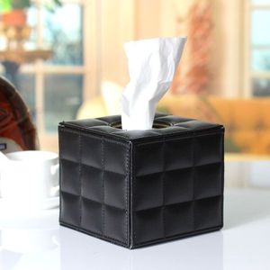 Europese Moderne Vierkante Pu Leer Tissue Box Zwart Wit Papier Handdoek Opslag Roll Servet Houder Tafel Woondecoratie