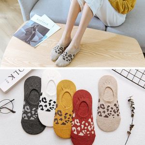 5 Pairs Zomer ondiepe mond onzichtbare Ankle boot sokken Koreaanse luipaard sokken vrouwen siliconen antislip Katoen sokken