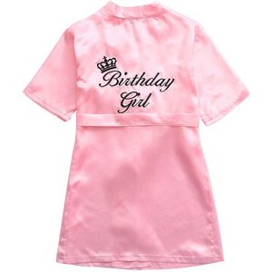 Kinderen Meisje Roze Gewaad Effen Zijde Satijn Kimono Badjas Verjaardag Pyjama Nachtjapon Kinderen Nachtkleding Jongen Meisjes Gewaden 1-5 Jaar