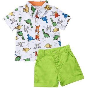 1-5Y Peuter Kids Baby Boy Leuke Outfits Kleding Sets Animal Print Korte Mouw T-shirt Top + Broek Kleding Set