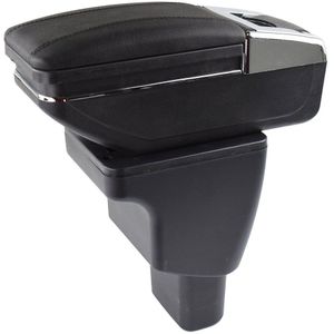 Voor Hyundai I10 2007 - Opbergdoos Armsteun Inhoud Arm Rest Draaibare Zwart Lederen Asbak
