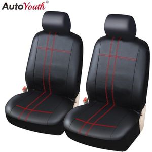 Autoyouth Klassieke Pu Lederen Paar Set Auto Stoelhoezen Voor Front Seat Cover Zwarte Kleur-Fit Meest Auto, truck, Suv, Of Van