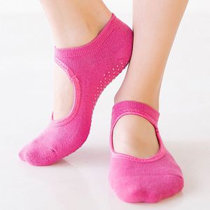 Vrouwen Anti Slip Sokken Slippers Met Rubbers Comfortabele Slijtvaste Gekamd Katoen Effen Yoga Ballet Katoenen Sokken
