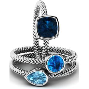 3-in-1 Beloven Sapphire Ring Sets 925 Zilveren AAAA Zirkoon Cz Party Wedding Band Ringen Voor Vrouwen mannen Vinger Natuursteen Sieraden