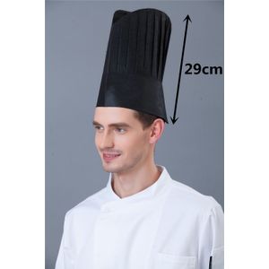 Unisex Geweven Hoge Midden Platte Ronde Hoed Restaurant Hotel Keuken Koken Werkkleding Chef Hoeden Wit Zwart 10 stks/partij