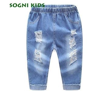 Meisjes Jongens Jeans Mode Lente Herfst Lange Demin Gaten Ripped Legging Broek Kinderen Katoen Broek Voor Kids Kleding