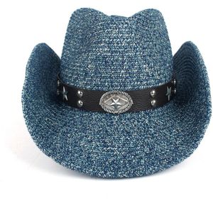 Vrouwen Mannen Hollow Western Cowboy Hoed Dame Zomer Strooien Sombrero Hombre Strand Cowgirl Jazz Zonnehoed Size 57- 59 CM