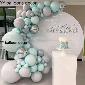 107Pcs Pastel Ballonnen Guirlande Boog Kit 4D Sliver Macaron Grijs Mint Verjaardag Bruiloft Baby Shower Anniversary Party Decoratie