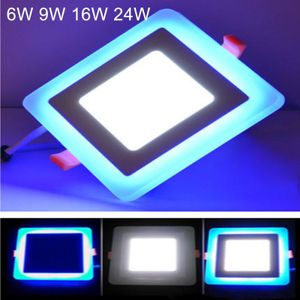 6W 9W 16W 24W Led Plafond Panel Lamp Ultra Slanke Paneel Licht Dubbele Kleur Warm Wit/Koud Wit + Blauw AC85-265V Led Panel