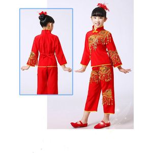 Chinese Klassieke Dans Jurk voor Meisje Nationale Yangko Dans Kostuums Chinese Traditionele Kostuum Kinderen Prestaties Kleding