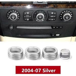 Center Console Airconditioning Volumeknop Ring Decoratie Cover Trim 4 Stuks Voor Bmw 5 Serie E60 523 525 2004-10 Aluminium