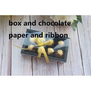16*8.2*4cm 10set Zwarte Chocolade Papier Doos met PVC Raam Als Bruiloft Kerstmis Verjaardag Snoep verpakking