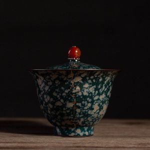 Chinese Handgeschilderde Gouden Terrine Thuis Retro Cup Sancai Kom Oven Steengoed Sopera De Ceramica Grof Aardewerk Thee Set gaiwan