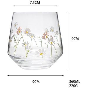 390Ml Japan En Zuid-korea Ins Handgeschilderde Tulp Bloem Glazen Beker Huishoudelijke Hittebestendig Drinkbeker grote Buik Mousse Cup