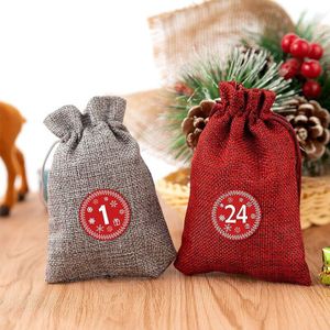 24 Vullen Stof Adventskalender Set Bags Met Nummer Etiketten Voor Diy Kerst Decor DC156