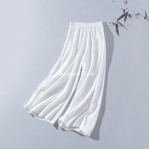 Retro Pantalones Ramee Wide Legged Broek Folk Stijl Toevallige Haren Broek Losse Knickers Voor Vrouwelijke