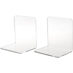 2 stuks Clear Acryl Boekensteunen L-vormige Desk Organizer Desktop Boek Houder School Stationery Office Accessoires