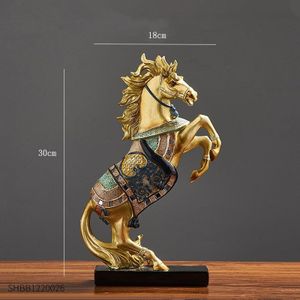 Chinese Stijl Hars Paard Model Art Standbeeld Woondecoratie Accessoires Middeleeuwse Abstracte Sculptuur Moderne Bureau Decoratieve