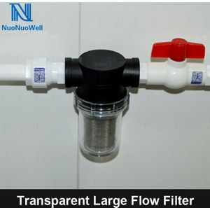 NuoNuoWell 1/2 ''3/4'' 1 ''Zichtbaar Transparant Waterleiding Pre-Filter Grote Stroom Tuin Irrigatie Connector 40 mesh Filter Netto