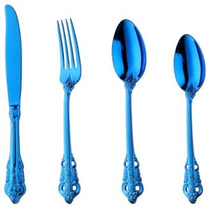 4 stuks Bestek Set Roestvrij Stalen Lepel Diner Vork Mes Europese Gouden Tafel Bestek Sets Koninklijke Servies Luxe Servies Set