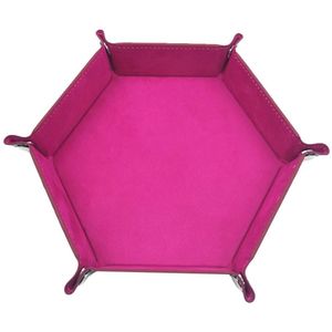 Dobbelstenen Lade Hexagon Pu Leer Inklapbare Rolling Opbergdoos Lade Voor Bordspel Lade Grappige Spelen Speelgoed Opslag Case