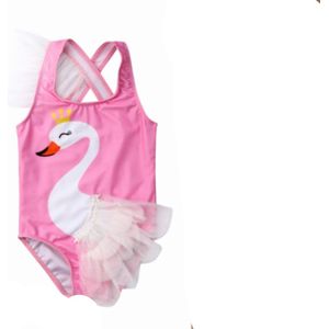 UK Kids Baby Meisjes Lace Swan Print Badpak Badmode Swimmable Zwemmen Kostuum