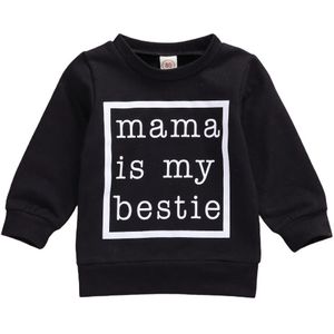 0-24M Baby Baby Boy Meisjes O Hals Lange Mouw Sweatshirt Grafische Mama Is Mijn Bestie Letters Print geribbelde Sluiten Classic Hoodies