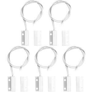 5 Pcs Mc-38 Wired Deur Raam Magnetische Sensor Schakelaar Voor Alarmsysteem, Wanneer Sensor Samen, normaal Gesloten Nc