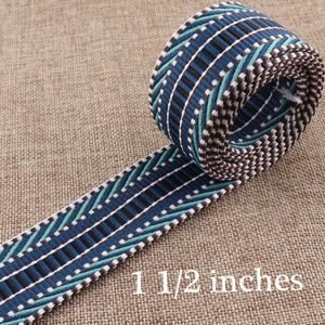 1.5 ""Blauw Gestreept Katoen Singels Riem, Tas Handtas Nylon Lanyard Bag Purse Bekleding Webbing Bag Bandjes Strap-38mm