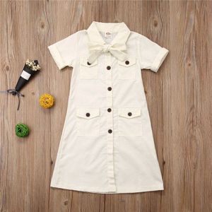 1-6 Jaar Peuter Baby Meisjes Trenchcoat Korte Mouwen Button-Up Windjack Voor Meisjes Beige Zomer Herfst geul Tops