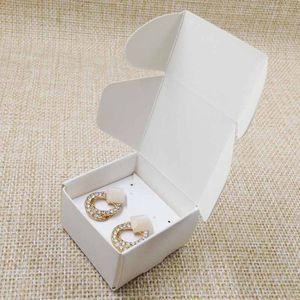 DIy papier sieraden doos met oorbel kaart inserts 100 doos + 100 ring/earring kaarten wit/bruin/zwarte geschenkdoos oorbel ring box