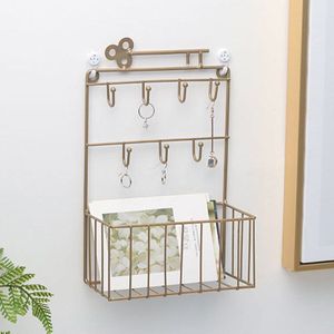 Ijzer Opslag Mand Haak Punch-Gratis Multifunctionele Opbergrek Sleutel Deur Achter Haak Organizer Decoratie Opslag