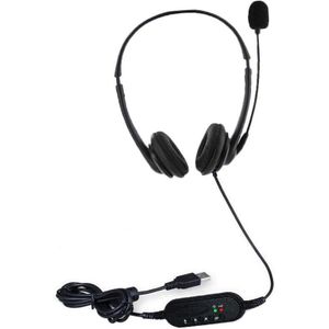 Usb Plug Snoer Headset Handsfree Binaural Hoofdtelefoon Met Noise Cancelling Microfoon Mute Volume Controle Button Voor Kantoor